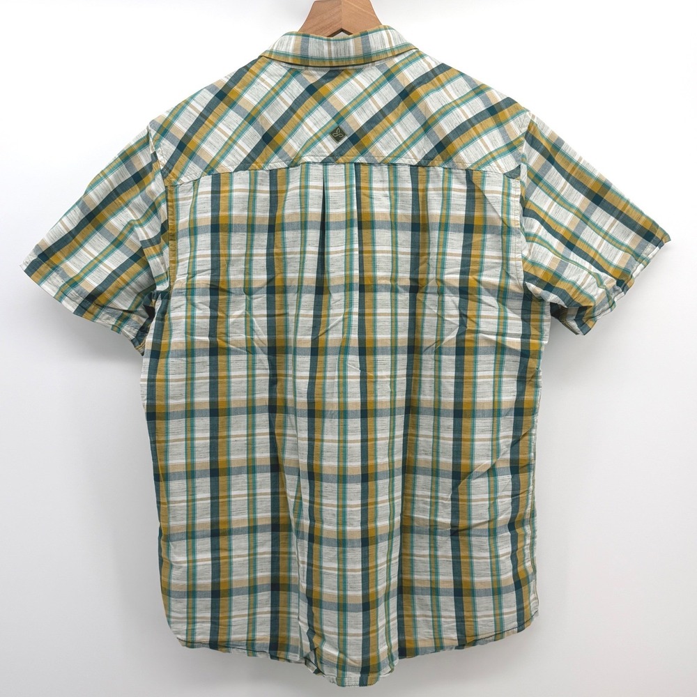 Prana Shirt Mens LRG Green Plaid Short Sleeve Casual Outdoor Hiking Gorpcore - Picture 3 of 8